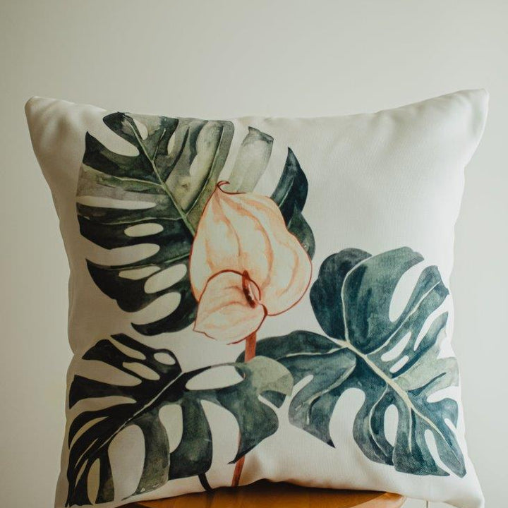 Greenery with Pink Floral |   Modern Home Decor | Mud-Cloth Pillow |